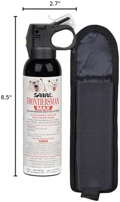 SABRE Frontiersman MAX Bear Spray – 40 ft Range, Maximum Strength, The Only EPA-Registered Spray for Bears & Mountain Lions, 7.9 oz, Glow Safety Clip, Outdoor Hiking & Camping Protection