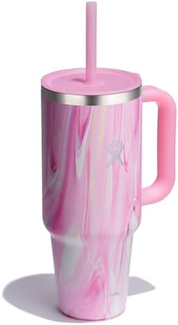 Hydro Flask 40 Oz Travel Tumbler with Handle, Lid and Straw - Insulated Stainless Steel in 40 Oz Jelly Pink