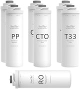 SimPure T1-400UV 1-Year Replacement Filter Cartridge Pack Set for T1-400UV Tankless Reverse Osmosis Water Filter System (2*PP + 2*CTO + 1*RO + 2*T33)