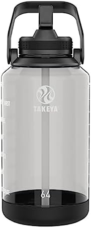 Takeya 885395541457 Tritan Bottle, Straw Lid and Extra Large Carry Handle Stormy Black 64oz