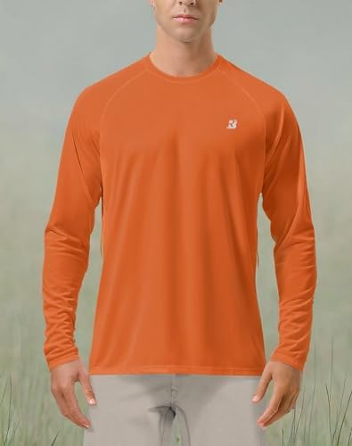 Roadbox Mens UPF 50+ UV Sun Protection Shirts Outdoor Long Sleeve SPF Rash Guard for Fishing Hiking Swimming Running
