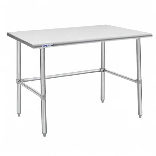 Hally Open Base Stainless Steel Table 30 x 48 Inches, NSF Commercial Heavy Duty Prep & Work Table with Galvanized Legs for Restaurant, Home and Hotel