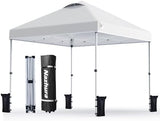 Nazhura 10' x 10' Pop Up Canopy Tent with Sand Weight Bag, Freestanding Sun Shelter for Picnic and Camping, One Person Setup and Height Adjustable (White)