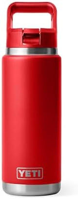 YETI Rambler 26 oz Bottle, Vacuum Insulated, Stainless Steel with Color Matching Straw Cap