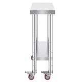 VEVOR Stainless Steel Work Table 30 x 12 x 34 Inch, 700 LBS Load Capacity with 4 Wheels, 3 Adjustable Height Levels, Heavy Duty Food Prep Worktable for Commercial Kitchen Restaurant, Silver
