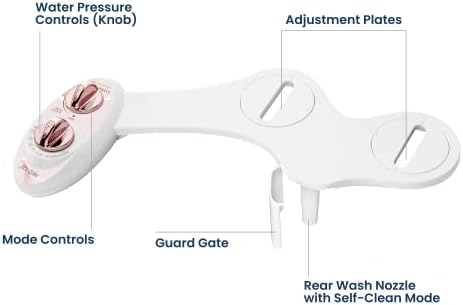 LUXE Bidet NEO 120 - Self-Cleaning Nozzle, Fresh Water Non-Electric Bidet Attachment for Toilet Seat, Adjustable Water Pressure, Rear Wash (Rose Gold)