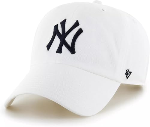 47 MLB White Team Color Primary Logo Clean Up Adjustable Strap Hat Cap, Adult One Size Fits All
