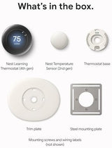 Google Nest Learning Thermostat (4th Gen, 2024) with Nest Temperature Sensor - Energy Saving Smart Thermostat with Adaptive Eco - Works with Alexa and Google Home App - Polished Silver