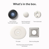 Google Nest Learning Thermostat (4th gen) + Nest Temperature Sensor (2nd gen) - Obsidian