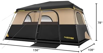 FanttikOutdoor Instant Cabin Tent 6/8/10/12 Person Camping Tent Setup in 60 Seconds with Rainfly & Windproof Portable with Carry Bag for Family Camping & Hiking, Upgraded Ventilation, Khaki
