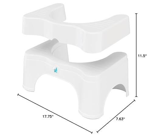 Squatty Potty The Original Bathroom Toilet Stool - Adjustable 2.0, Convertible to 7" or 9" Height with Removable Topper for Adults and Kids White