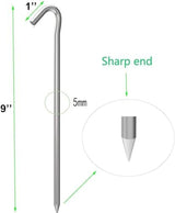 9 inch Galvanized Tent Stakes Metal Tent Pegs, Steel Yard Stakes Tarp Hooks Ground Garden Stakes Tent Spikes, 100 Pack