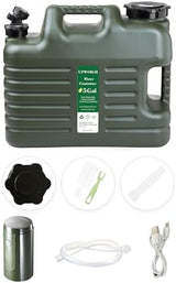 UPWOIGH Portable 5 Gallon Water Jug with Automatic Touch Control Pump,Truly No Leakage Water Container with Spigot,Type-C Rechargeable Military Green Water Pump Gear for Outdoors Camping Hiking