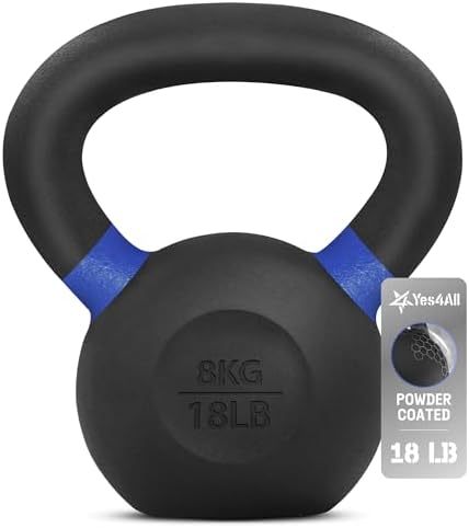 Yes4All Powder Coated Cast Iron Kettlebell Strength Training Kettlebells Weight Set for Full Body Workout, Home Gym