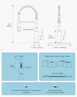 APPASO Black Kitchen Faucet with Soap Dispenser and Pull Down Sprayer, SUS304 Stainless Steel Commercial Single-Handle Spring Faucet for Kitchen Sink, Matte Black