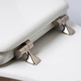 MAYFAIR 1844BNA 000 Toilet Seat with Brushed Nickel Hinges will Never Come Loose, ELONGATE, White - Brushed Nickel