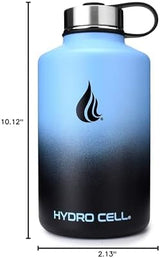 HYDRO CELL Stainless Steel Insulated Water Bottle with Straw - For Cold & Hot Drinks - Metal Vacuum Flask with Screw Cap and Modern Leakproof Sport Thermos for Adults (Blue/Black 64oz)