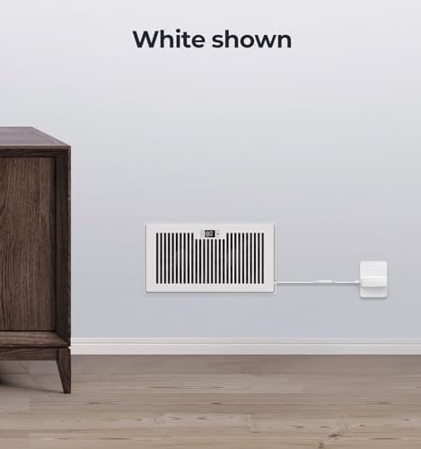 Quiet Register Booster Fan Fits 6" x 12" Register Holes, 10-Speed Smart Heating Cooling AC Vent Fan with Remote Control and Thermostat Control - White