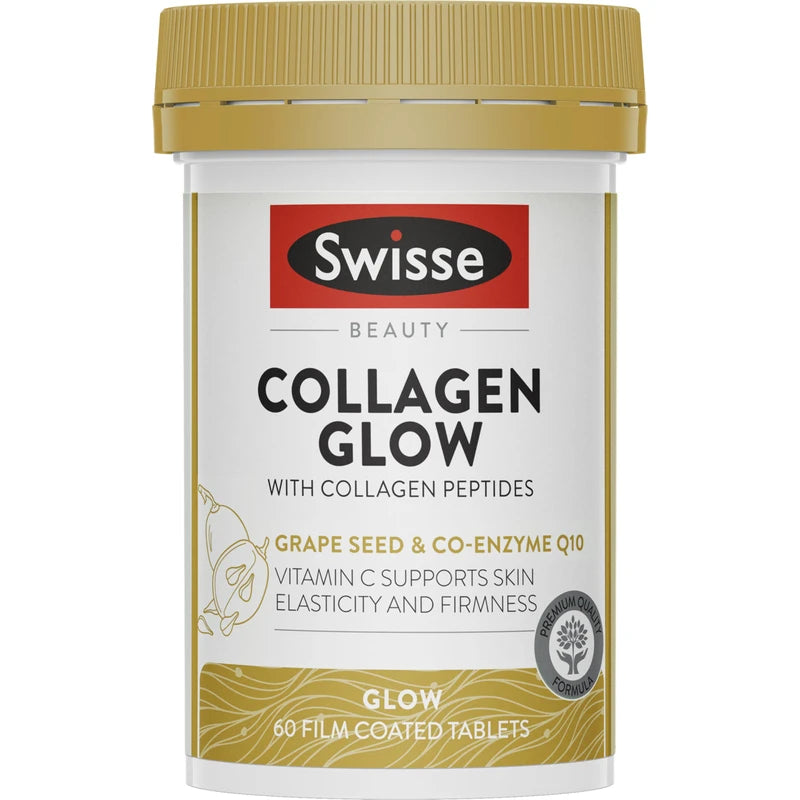 Swisse Beauty Collagen Glow With Collagen Peptides - Supports skin elasticity & firmness with Vitamin C - 60 Tablets