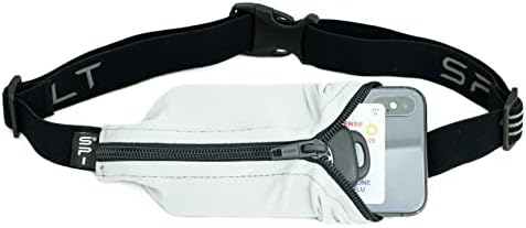 SPIbelt Original Pocket Running Belt for Women Men, Phone Holder for Running, Running Fanny Pack, Holder for Phone, Running Waist Pack, Expandable, Adjustable. Cloudy Grey with Black Zipper