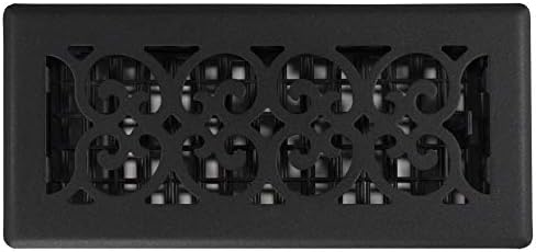 Decor Grates ST410 Scroll Design Floor Register, 4x10 Inches, Textured Black