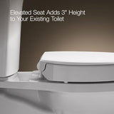 KOHLER 25876-0 Hyten Elevated Quiet-Close Round Toilet Seat, Contoured Seat with Grip-Tight Bumpers, Quick-Attach Hardware, White