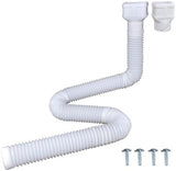 7ft Long Gutter Downspout Extensions, 3” Downspout Extender Drainage Pipe for 2"×3" Downspout and 3"×4"Downspout, Flexible Pipe Stretched Length 7ft, White,1-Pack