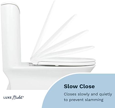 LUXE TS1008E Elongated Comfort Fit Toilet Seat with Slow Close, Quick Release Hinges, and Non-Slip Bumpers (White)