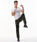 Men's Water Resistant Tactical Pants Lightweight Outdoor EDC Strech Pants for Hiking with Belt