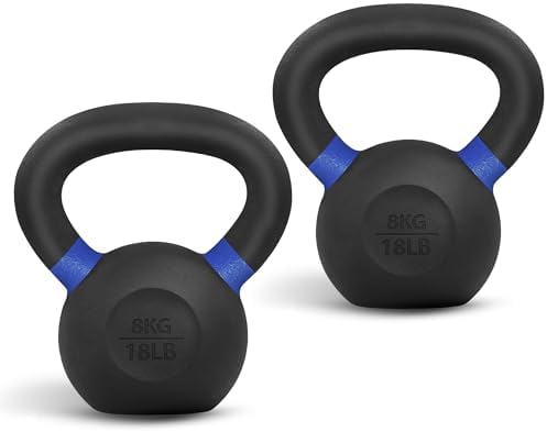 Yes4All Powder Coated Cast Iron Kettlebell Strength Training Kettlebells Weight Set for Full Body Workout, Home Gym
