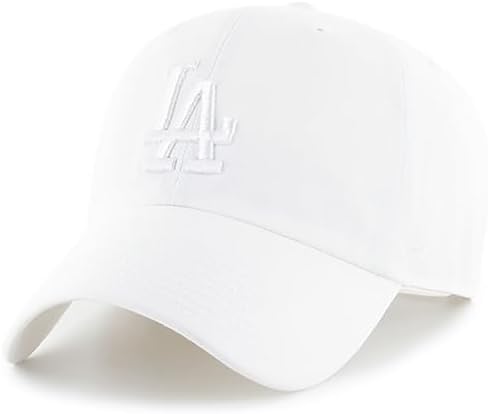 47 Brand MLB White White Primary Logo Clean Up Adjustable Baseball Cap Hat, Adult One Size Fits All