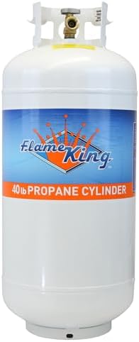 Flame King YSN401a 40 Pound Steel Propane Tank Cylinder with Overflow Protection Device Valve,White