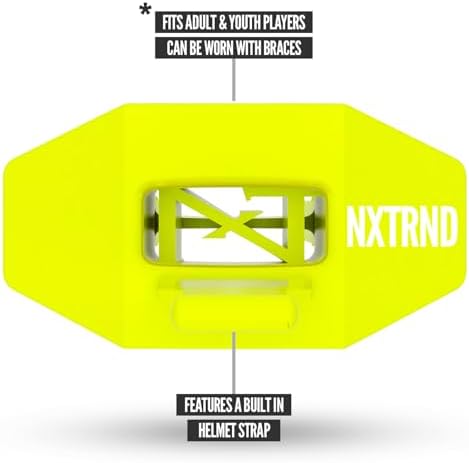 Nxtrnd Two Football Mouth Guard, Football Mouthpiece with Strap, Fits Adult & Youth (Neon Yellow)