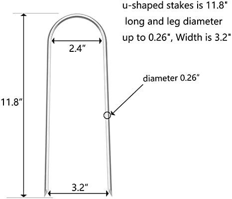 Heavy Duty Trampoline Stakes Anchors High Wind Stakes U- Shaped Sharp Ends Ground Anchor Galvanized Steel 11.8inch Safety Stakes for Soccer, Tents and Garden Decorations