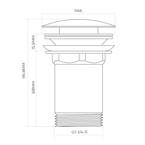 VANCOCO Drain Set Washbasin with Overflow (chrome), Washbasin Drain with Replacement Seal, Push Open Drain Valve, Brass