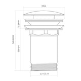 VANCOCO Drain Set Washbasin with Overflow (chrome), Washbasin Drain with Replacement Seal, Push Open Drain Valve, Brass