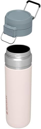 Stanley Quick Flip GO Water Bottle 24 oz | Push Button Lid | Leakproof and Packable for Travel and Sports | Insulated Stainless Steel | BPA-Free | Rose Quartz