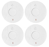 4 Pack Photoelectric Smoke and Carbon Monoxide Detector, Smoke Alarm Sealed-in 10 Year Lithium Battery-Operated (White)