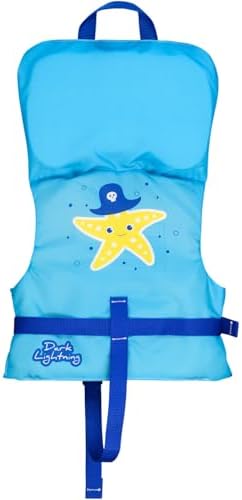 Dark Lightning USCG Approved Infant Life Jacket 0-30 lbs, Swim Vest for Baby/Toddlers 1-3 Year Old 20-30 lbs,Toddler Floaties for Pool Swimming,Boating,Beach,Puddle