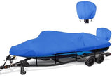 1200D Waterproof Boat Cover - Fits 16' to 18.5' ft Bass, V-Hull, Tri-Hull, Fish & Ski, Runabout Bowrider Boats - Heavy Duty Canvas Blue