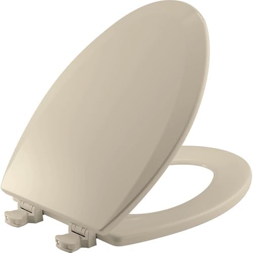 Bemis 1500EC 146 Almond Elongated Molded Wood Toilet Seat with Easy-Clean & Change Hinge