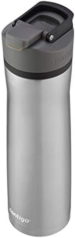 Contigo Cortland Chill 2.0 Vacuum-Insulated Stainless Steel Water Bottle Spill-Proof Sip Technology Interchangeable Lid 24oz Steel/Licorice Perfect for Fitness Travel Everyday Use