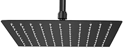 NearMoon Rain Shower Head, High Flow Stainless Steel Square Rainfall Shower, High Pressure Design, Awesome Shower Experience Even At Low Water Flow (10 Inch, Matte Black)