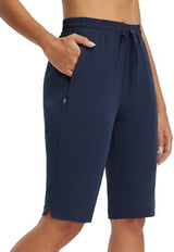 baleaf Women's 13'' Knee Length Hiking Shorts Quick Dry Water Resistant Lightweight Bermuda with Pockets