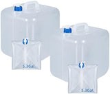 2 Pack Collapsible Water Container with Spigot, Foldable Cube Water Jugs Portable Water Storage for Outdoors Camping Hiking Disaster Preparedness & Survival Gear 1.4/2.6/4/5.3 Gallon