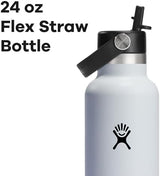 Hydro Flask 24 Oz Stainless Steel Standard Mouth Water Bottle with Flex Straw Cap and Double-Wall Vacuum Insulation