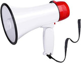 MyMealivos Portable Megaphone Bullhorn 20 Watt Power Megaphone Speaker Voice and Siren/Alarm Modes with Volume Control and Strap (White&Red)