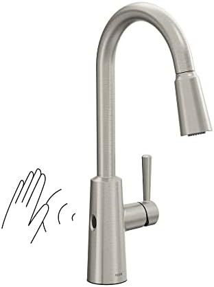 Moen Riley Spot Resist Stainless Hands-Free Touchless Sensor Single Handle Pull Down Kitchen Faucet, 7402EWSRS