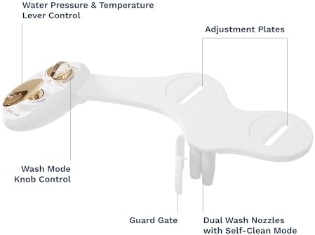 LUXE Bidet NEO 320 - Hot and Cold Water, Self-Cleaning, Dual Nozzle, Non-Electric Bidet Attachment for Toilet Seat, Adjustable Water Pressure, Rear and Feminine Wash, Lever Control (Gold)
