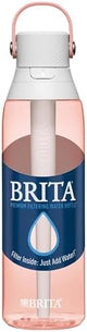 Brita Hard-Sided Plastic Premium Filtering Water Bottle, BPA-Free, Reusable, Replaces 300 Plastic Water Bottles, Filter Lasts 2 Months or 40 Gallons, Includes 1 Filter, Blush - 26 oz.